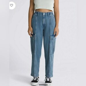 Vans Sidewalk Denim Stone Washed Cargo Pants Jeans Size S Skate Streetwear